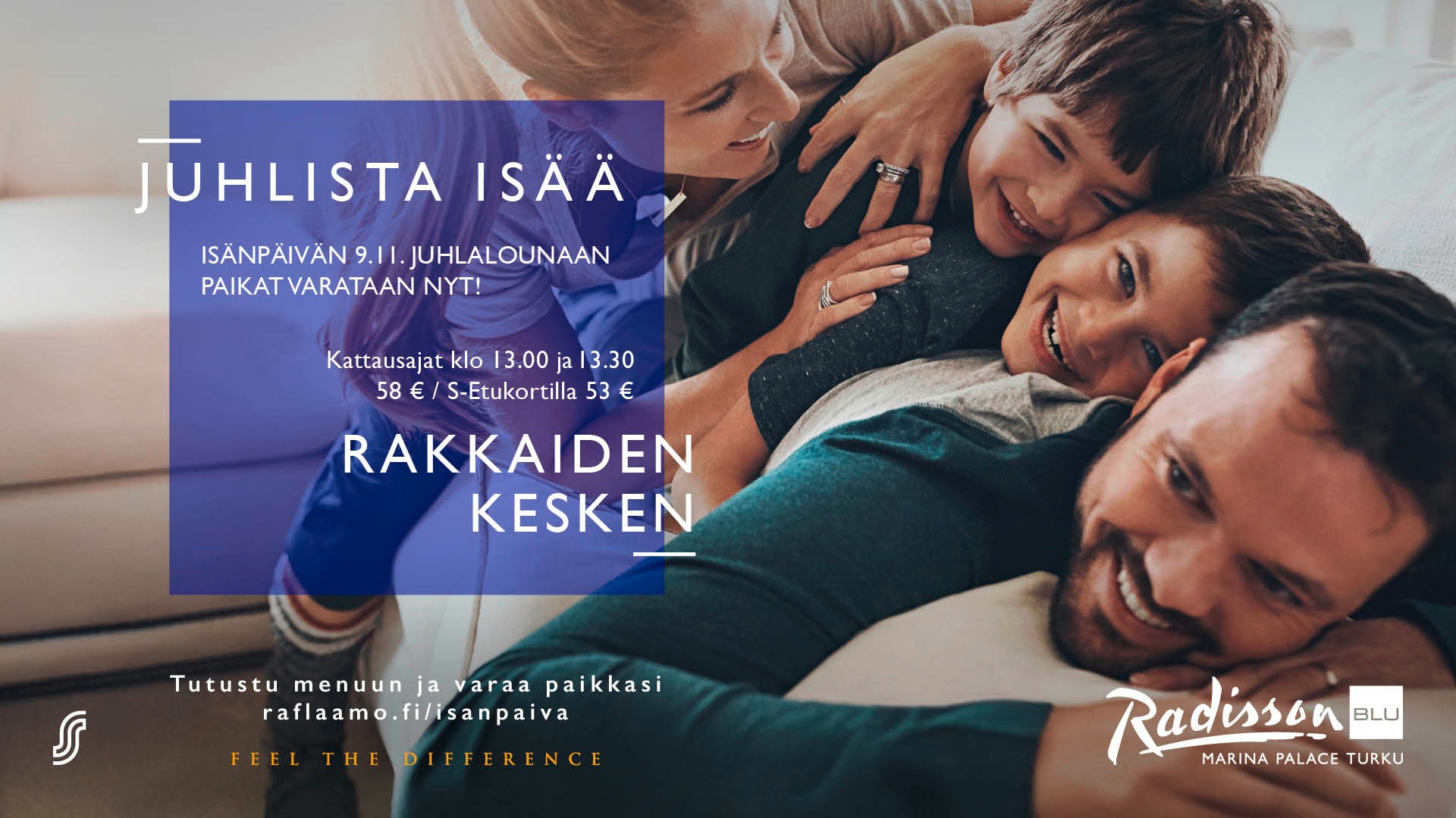 Isänpäivän 9.11.2025 juhlava noutopöytä Radisson Blu Marina Palcesssa. Tule viettämään rentoa isänpäivää herkullisen ruoan äärelle.