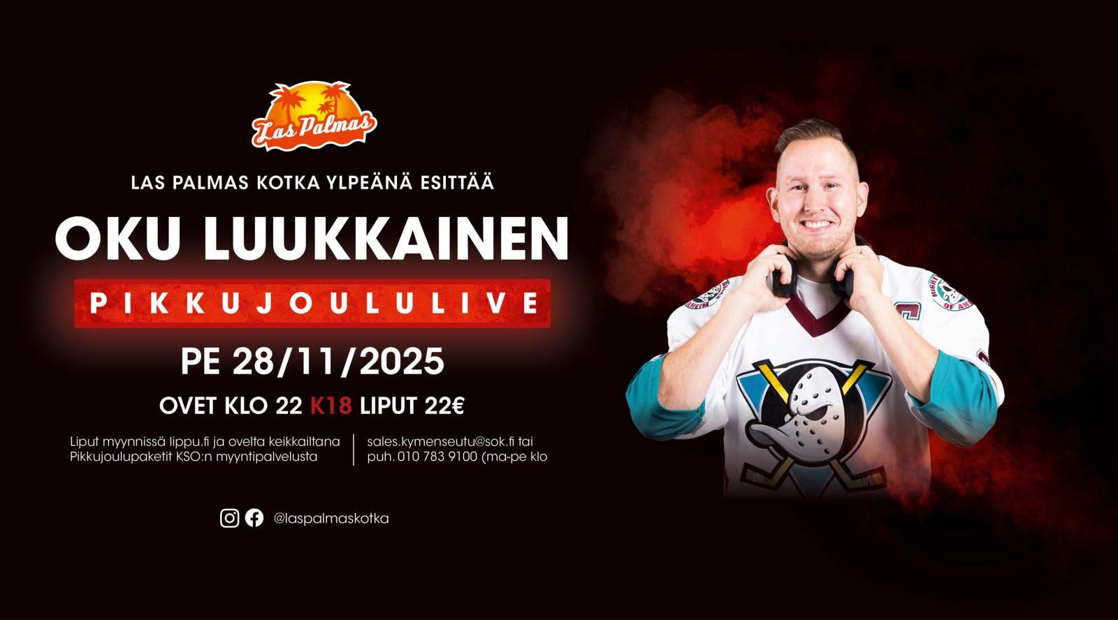 Las Palmas Kotkan pikkujoulubileet | 28.11. esiintyjänä Oku Luukkainen