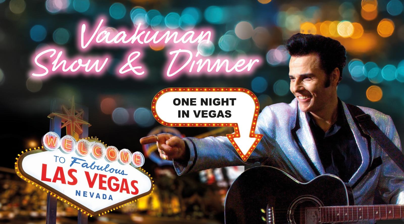 Elviksen näköinen miesesiintyjä Las Vegasin valoissa.