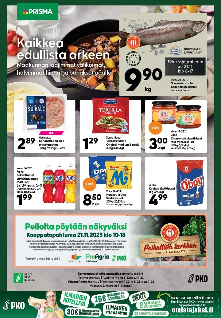 Prisma Joensuun lehti-ilmoitus Karjalaisessa torstaina 20.11. 