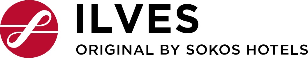 Red logo of Ilves hotel from Sokos Hotels chain featuring a white s-letter in a red circle.