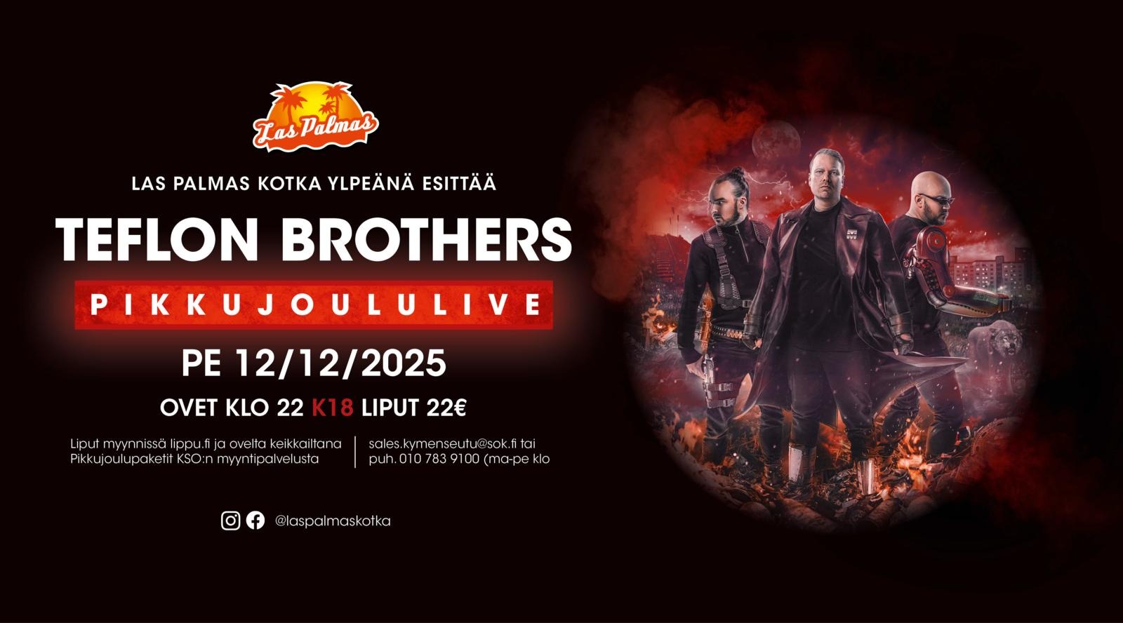 Las Palmas Kotkan pikkujoululivet | 12.12. esiintyjänä Teflon Brothers