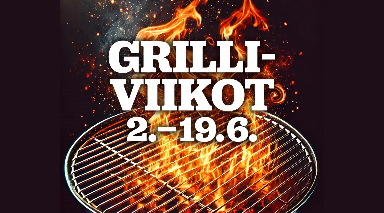 Liekehtivä grilli mustalla taustalla.