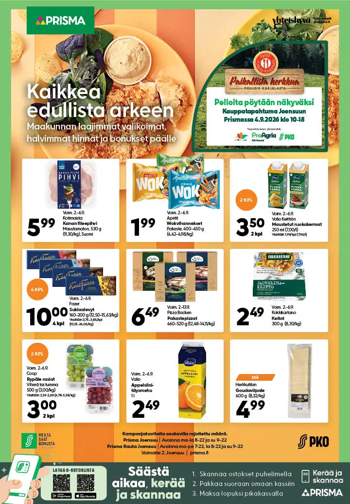 Prisma Joensuun lehti-ilmoitus Karjalaisessa torstaina 3.9.