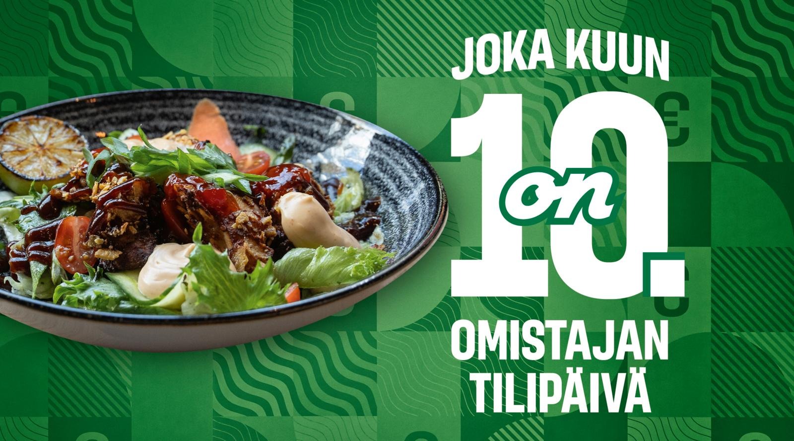 Salaattilautanen vihreällä kuviotaustalla