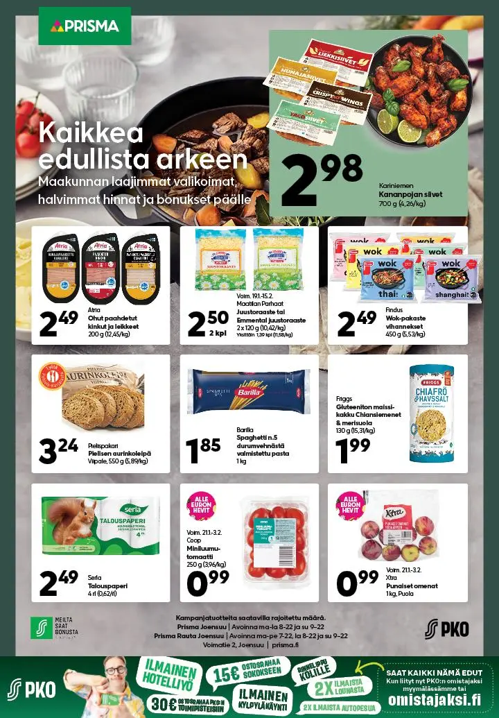 Prisma Joensuun lehti-ilmoitus Karjalaisessa torstaina 22.1.