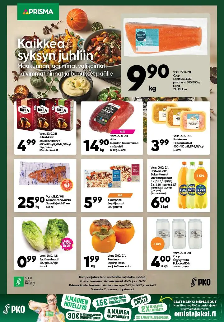 Prisma Joensuun lehti-ilmoitus Karjalaisessa 30.10.