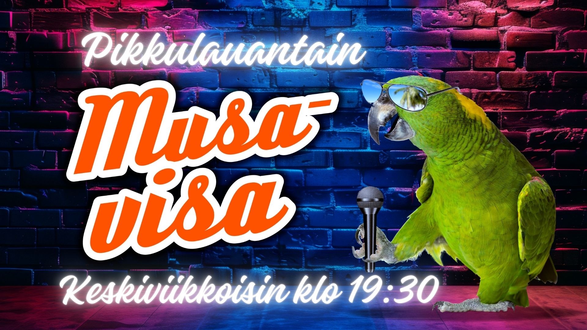 Vihreä papukaija mikki kädessä