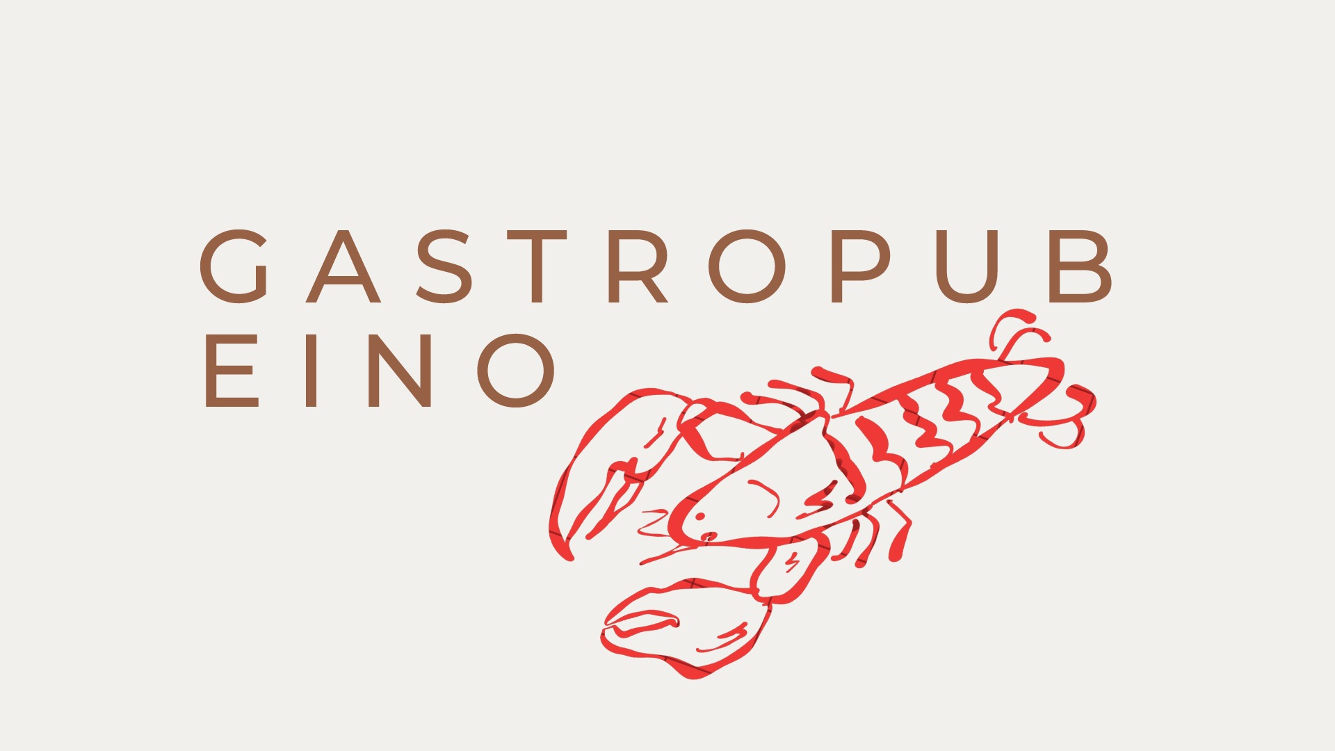 Gastropub Eino logo featuring a lobster on light grey background.