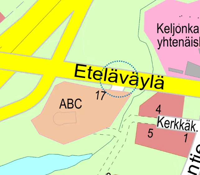 Karttakuva Keljonkankaan liittymästä