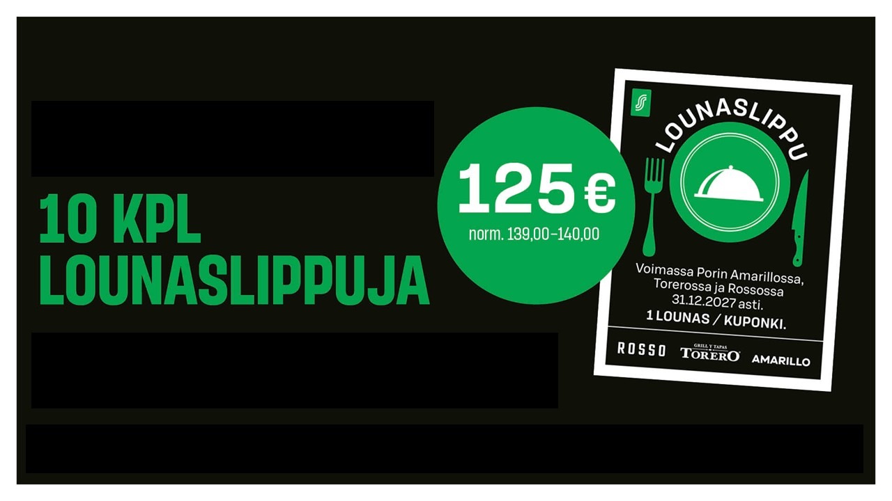 Lõunakupongi reklaamkaart mustal ja rohelisel taustal.