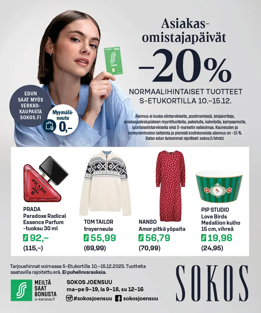 Asiakasomistajapäivät Sokoksessa keskiviikosta maanantaihin 10.–15.12.2025