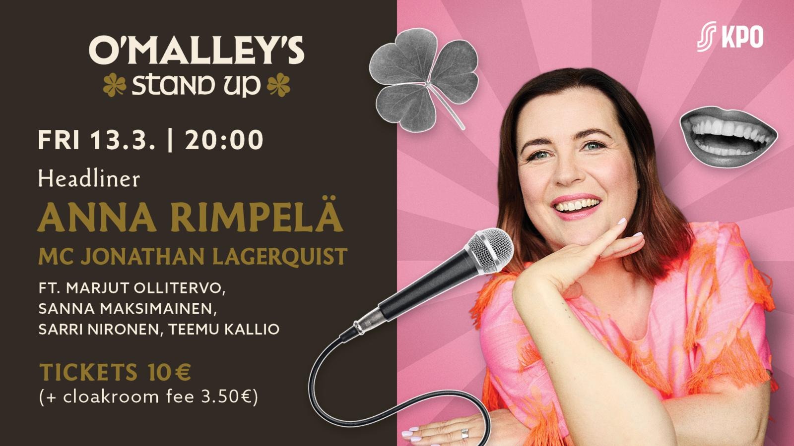 Anna Rimpelä - Stand up O’Malley’sissa 13.3. klo 20!