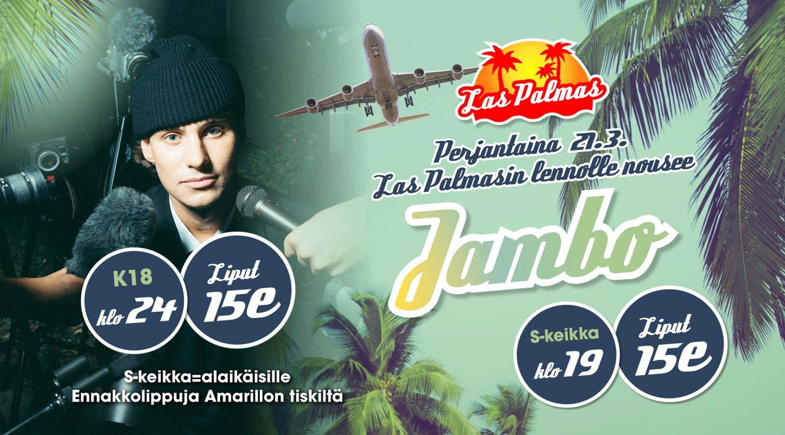 Jambo keikkailee Kouvolan Las Palmasissa 21.3.