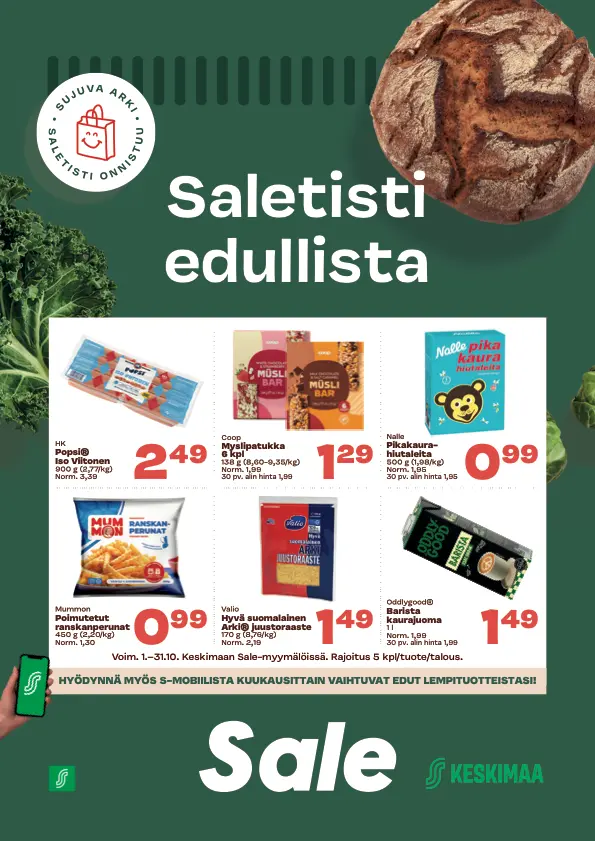 Keskimaan Sale-myymälöiden kuukauden tarjoustuotteet