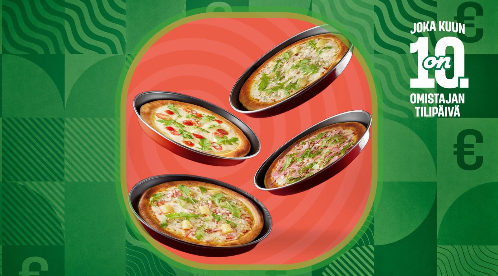Valikoima pannupizzoja