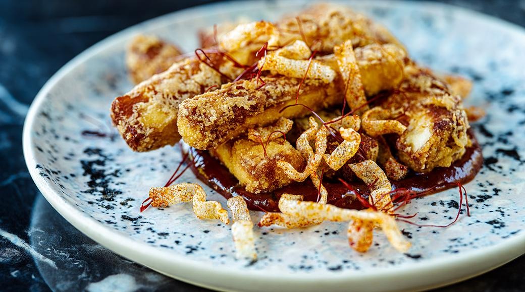 Halloumi fries with miso-pepper ketchup