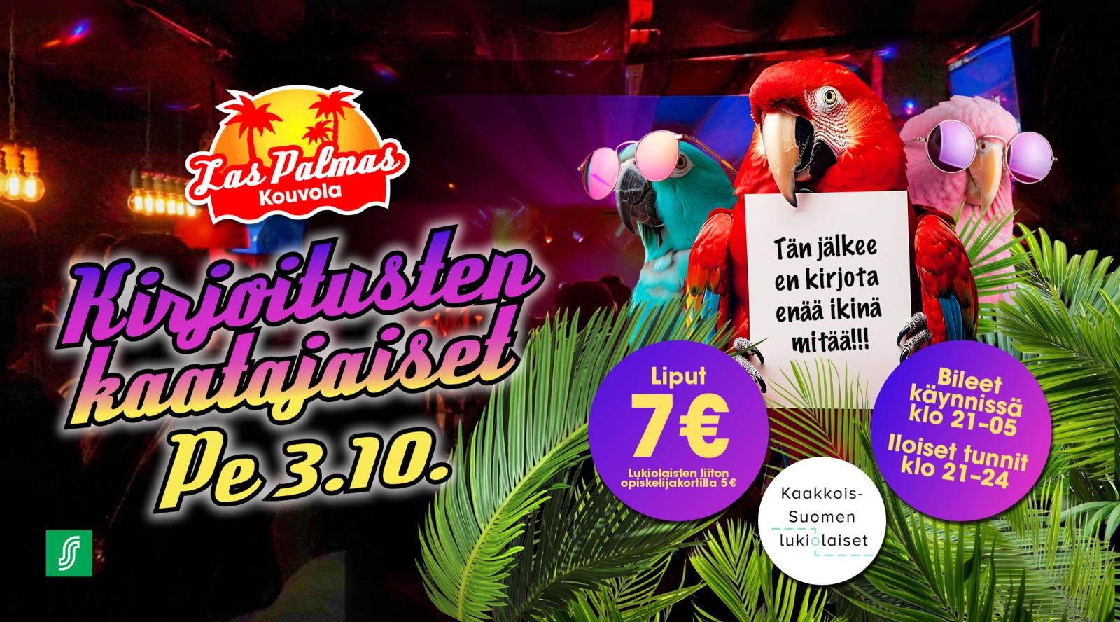 Kirjoitusten Kaatajaiset Las Palmas Kouvolassa 3.10.2025