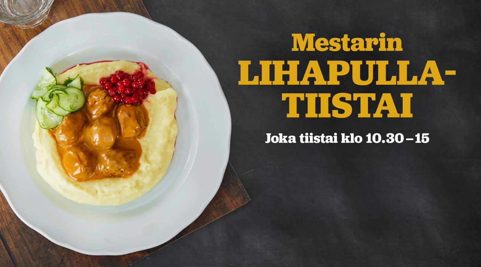 Lihapulla-annos perunamuusilla, ylhäältä kuvattuna.