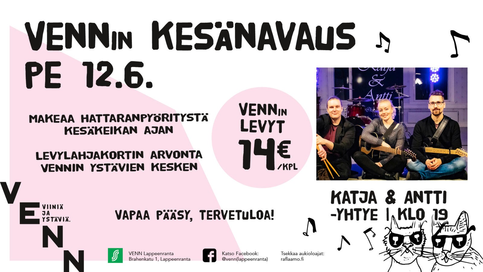 Livemusaa VENNissä Katja & Antti & VENNin kesänavaus