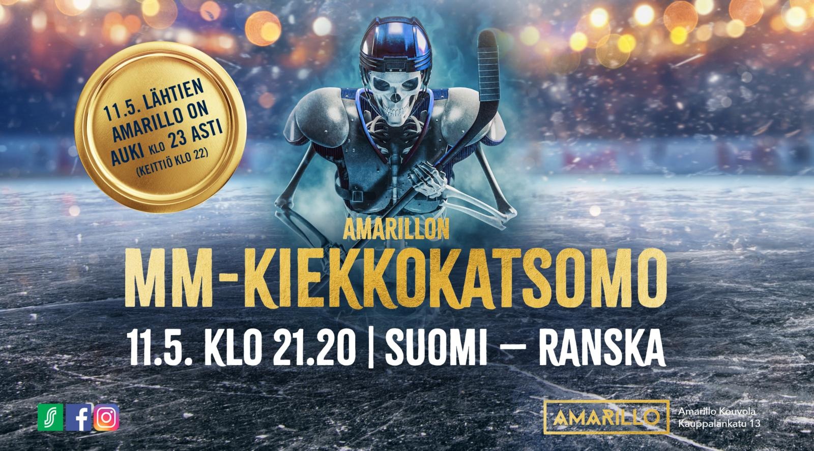 Amarillo Kouvolan MM-kiekkokatsomo | 11.5. klo 21.20 | Suomi – Ranska