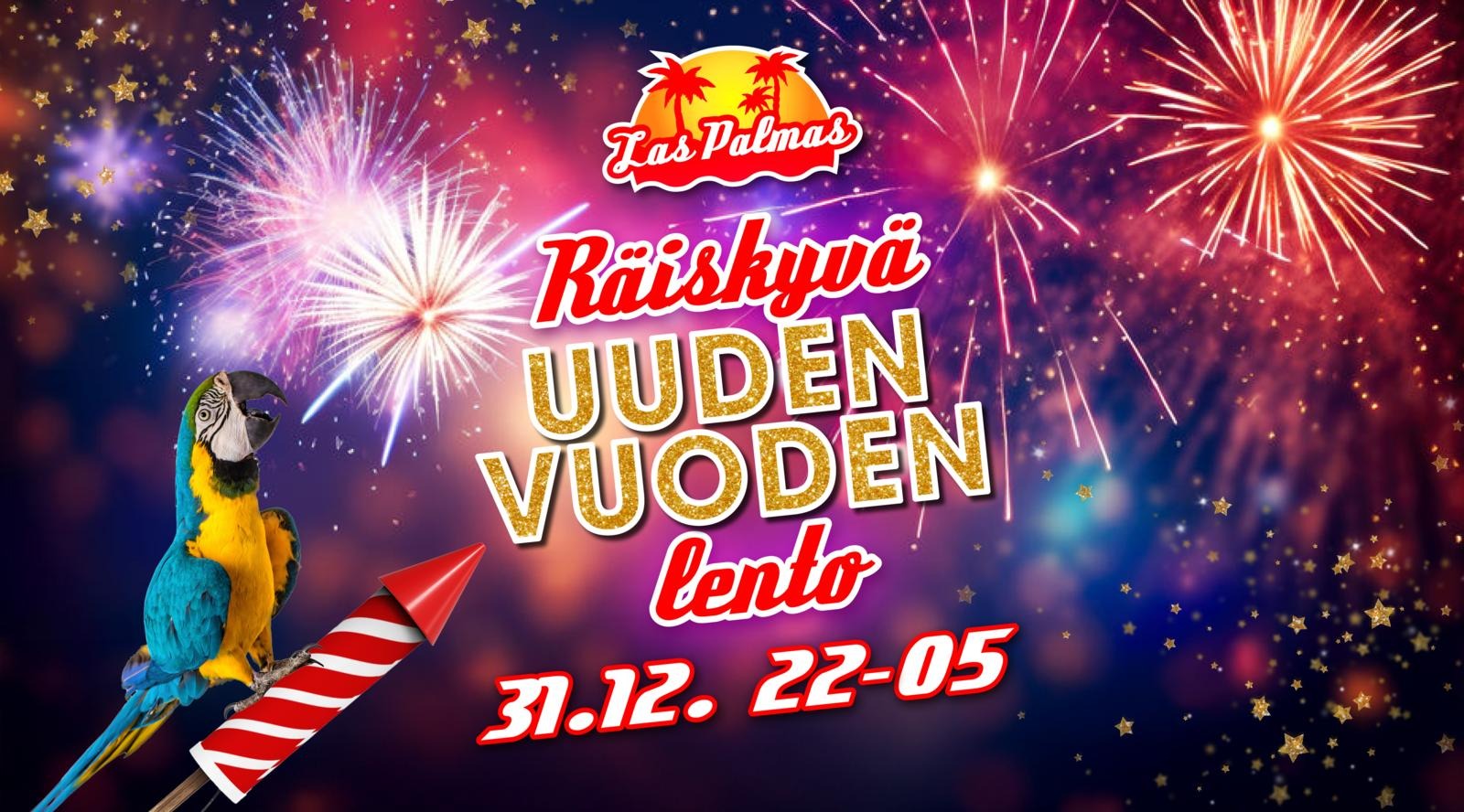 Räiskyvä uuden vuoden lento Kouvolan Las Palmasissa 31.12.