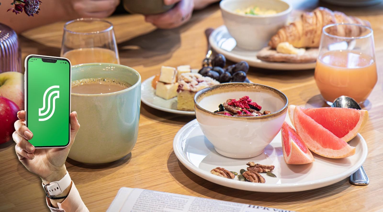 Tammikuussa aamiainen etuhintaan 14€ S-mobiilikuponkiedulla.