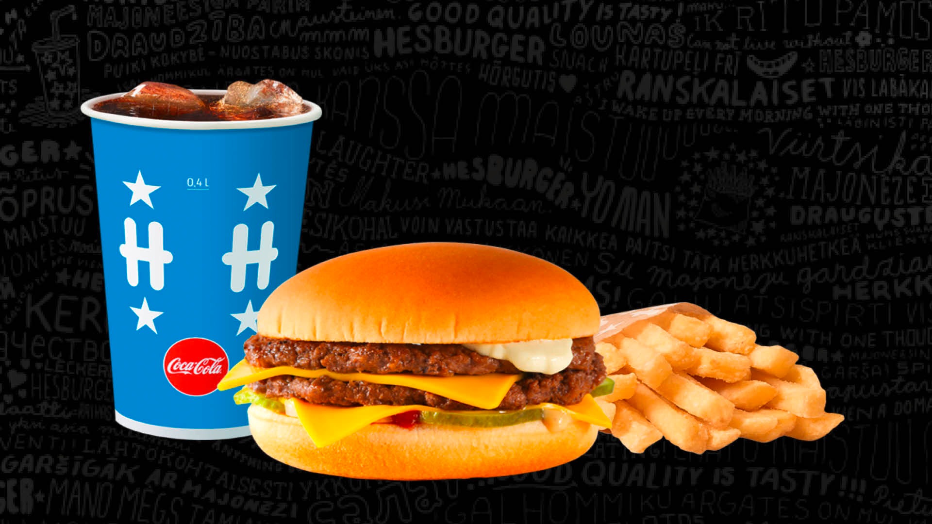 Hesburgerin Tuplajuustoateria 7,95 €