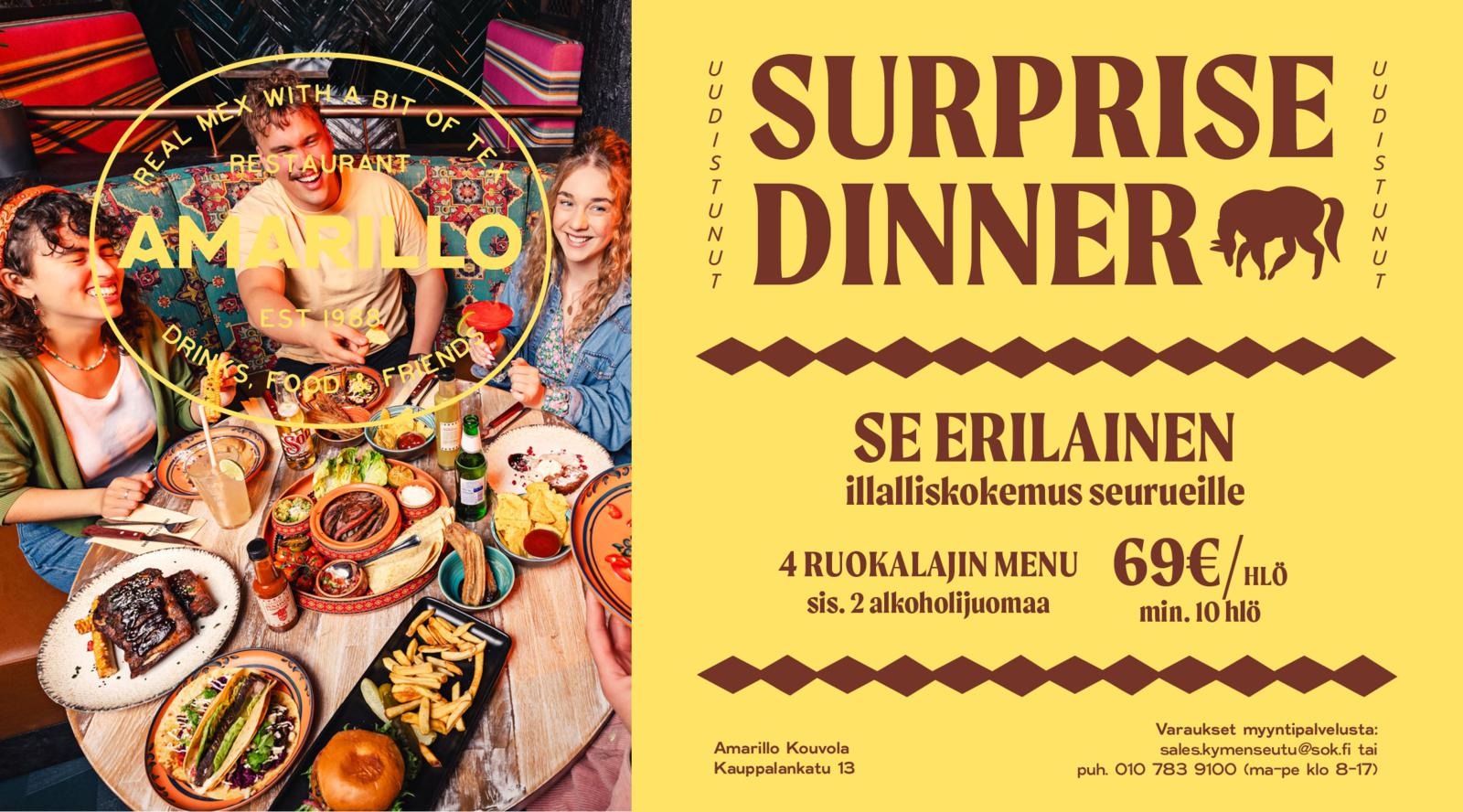 Surprise Dinner yllättää Kouvolan Amarillossa