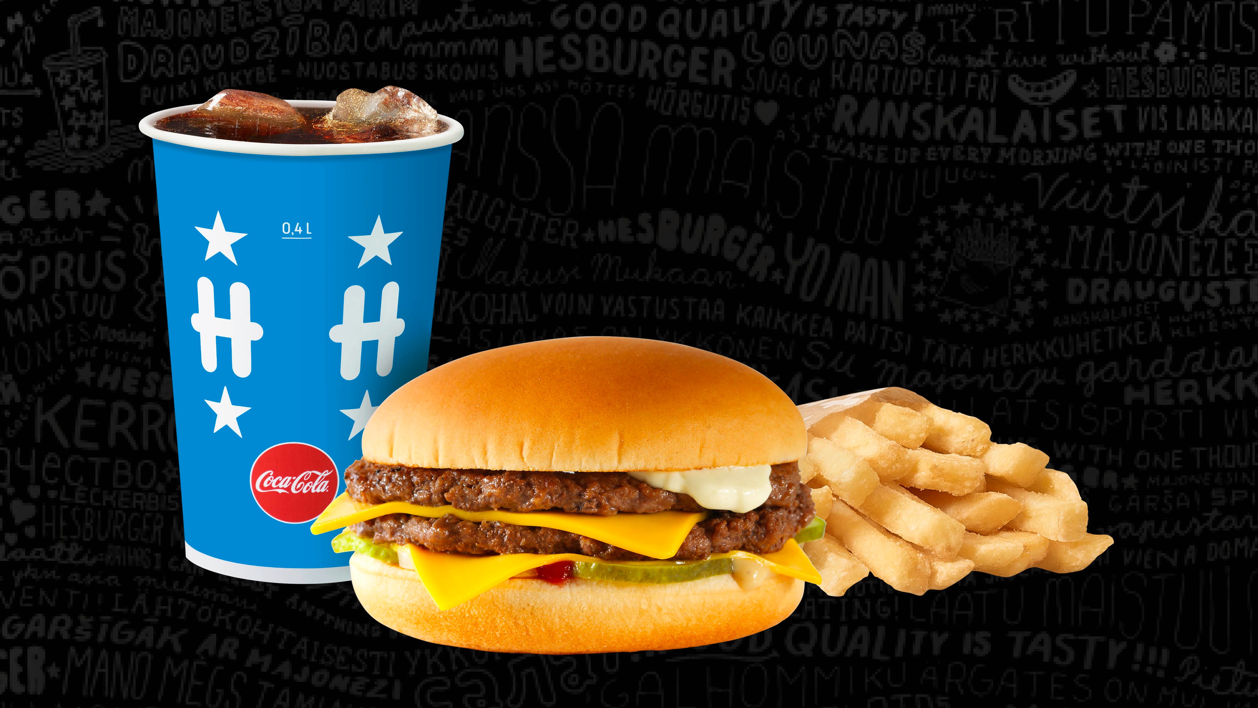 Hesburgerin toukokuun bonusklubietuna tuplajuustoateria 7,50 €