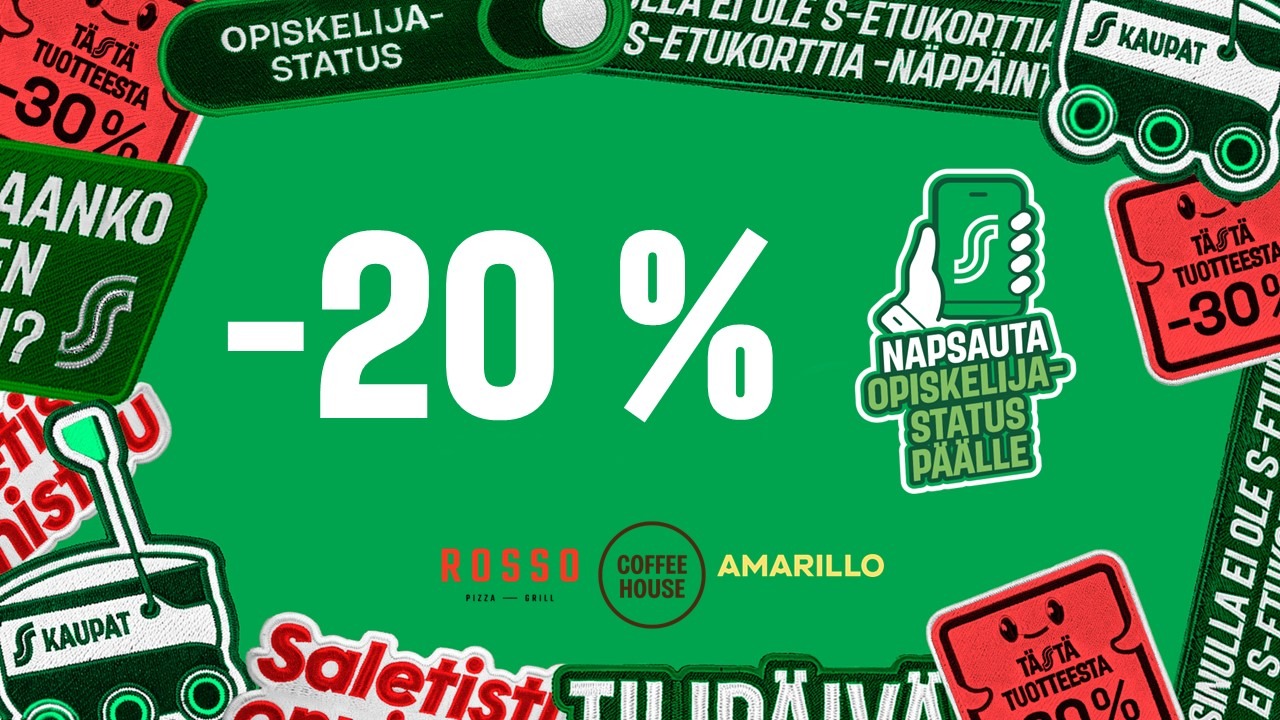 Opiskelijalle -20 % alennus S-mobiilikupongilla