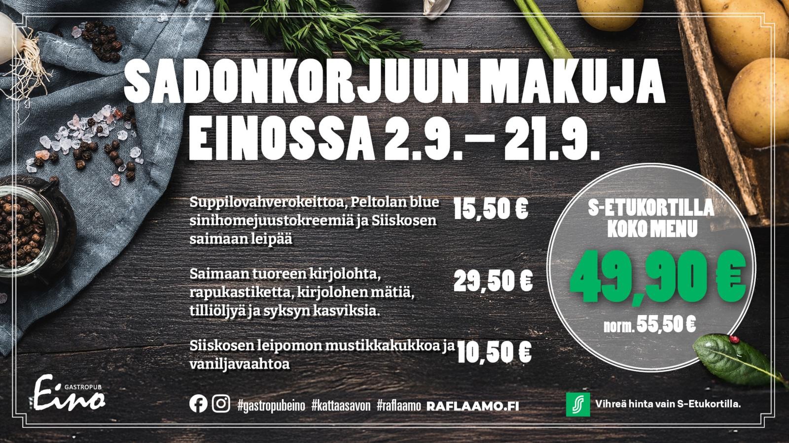 Einossa herkutellaan sadonkorjuun antimilla