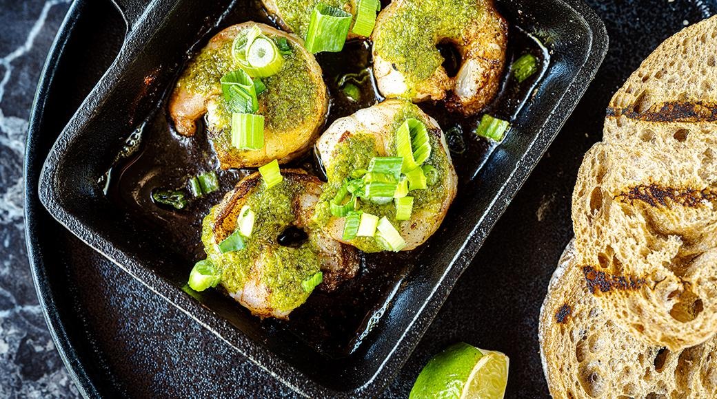 Scampi with Smoked Butter and Chimichurri