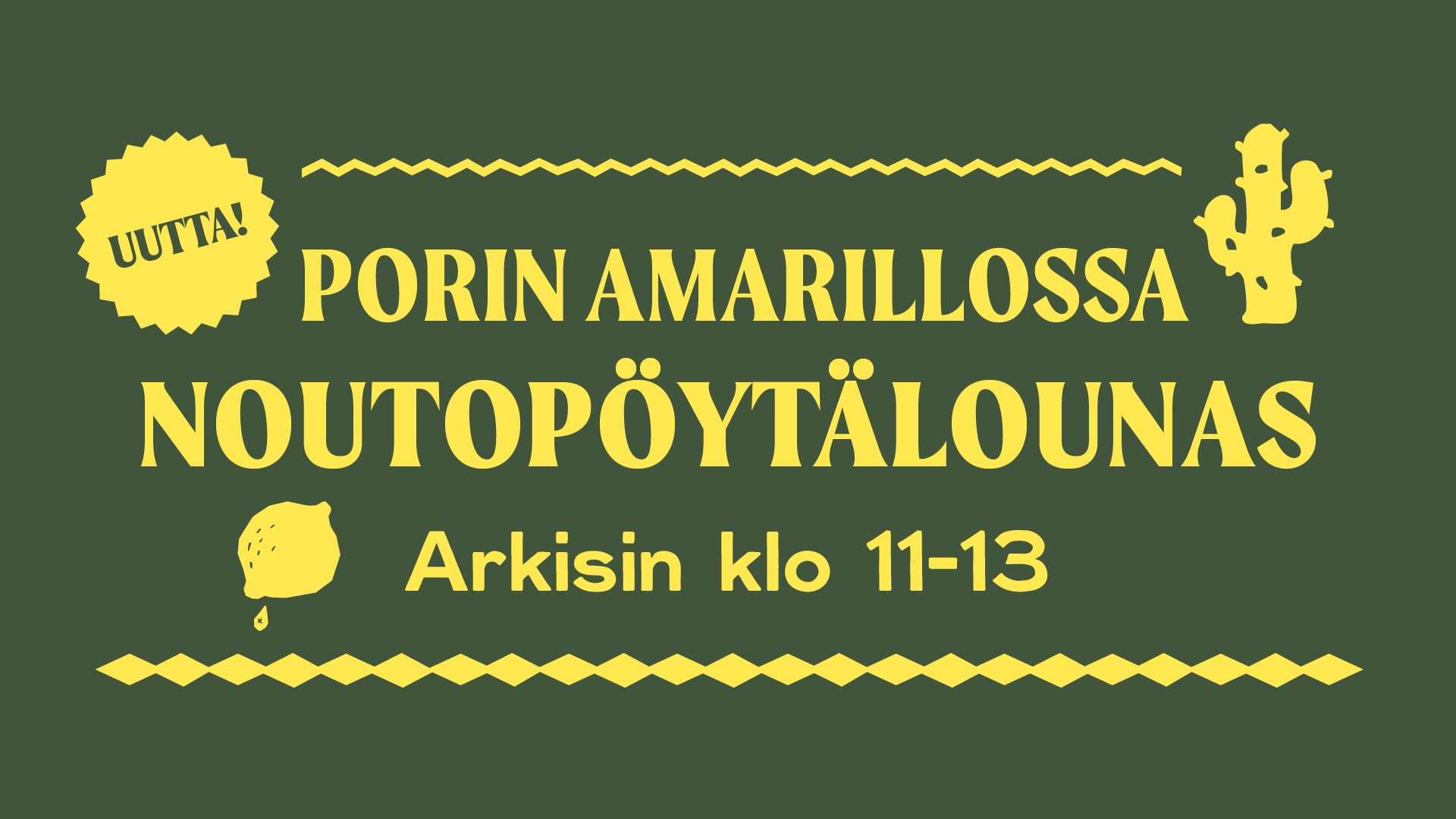 Roheline taust kollaste dekoratiivsete elementidega, sealhulgas kaktus ja sidrun.