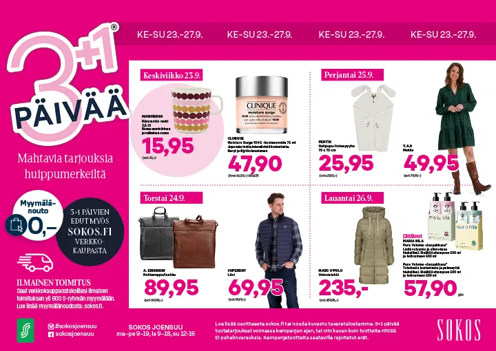 Sokos Joensuun lehti-ilmoitus Karjalaisessa 23.9.