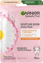 Garnier Skin Active Moisture Bomb Kosteuttava Kangasnaamio Kuivalle Ja Herkälle Iholle 32G (3600541945029)