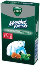 Vicks Menthol Fresh Sokeriton Kurkkupastilli Mentholilla 40G (4030300022323)