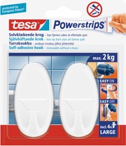 Tesa Liimautuva Koukku Ovaali Iso 2Kg:lle 2Kpl Valkoinen (4042448104052)