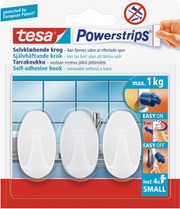 Tesa Liimautuva Koukku Ovaali Pieni 1Kg:lle 3Kpl Valkoinen (4042448104137)