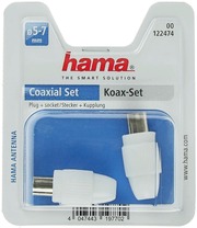 Hama Koaksiaali Sovitesetti Uros Ja Naaras, Valkoinen (4047443197702)