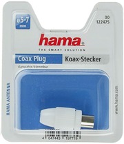 Hama Koaksiaalinen Antennisovite Uros Valkoinen (4047443197719)