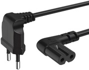 Hama Laitevirtajohto Kulmalla 3M Euro-Plug - 2-Pin-Socket, Musta (4047443303776)