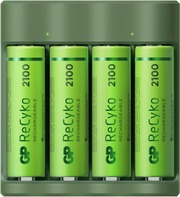 Gp Recyko Akkulaturi Usb B421, Sisältää 4 Kpl Aa Nimh 2100Mah Akkuja (4891199199370)