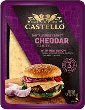 Castello Burger Cheddar Juustoviipaleet, Punasipuli 150 G (5000246727636)
