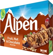 Alpen 5X29g Maitosuklaakuorrutettu Hedelmä-Pähkinä Moniviljapatukka