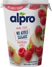 Alpro More Fruit, No Added Sugars Hapatettu Soijavalmise Vadelma-Omena 400G