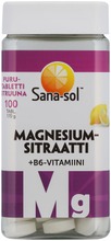 Sana-Sol Magnesiumsitraatti+B6-Vitamiini Sitruunanmakuinen Purutabletti Ravintolisä 100Tabl (5702071385547)