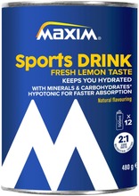 Maxim Sports Drink Fresh Lemon Sitruunanmakuinen Urheilujuomajauhe 480G (5704190113797)