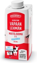 Juustoportti Vapaan Lehmän Maitojuoma 3 % 250 Ml Uht Laktoositon (6408653126421)