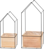 4Living Metallitalo Puulaatikolla 2Kpl Setti (6410416032283)